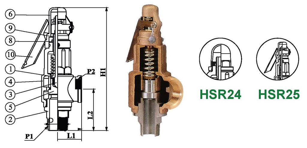 Different types of Design and Disc Material Selections Hants bronze type high lift safety valve design and disc options
